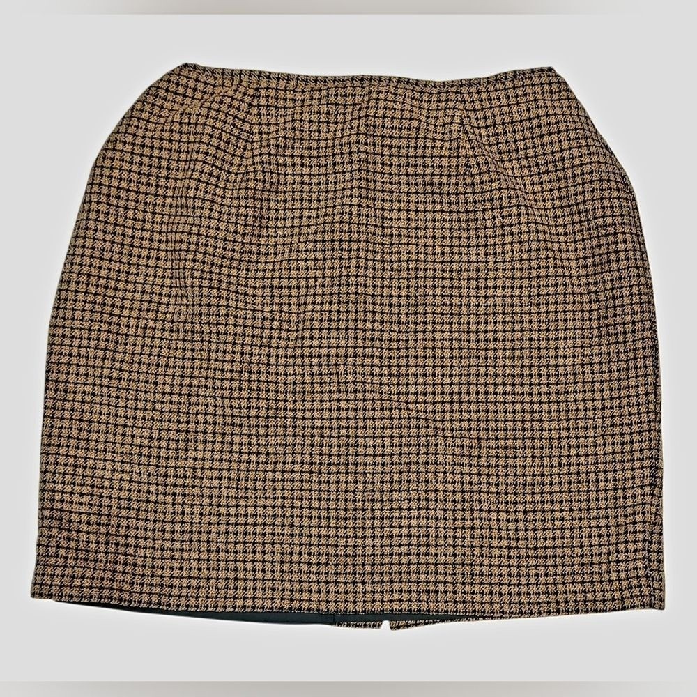 Vintage 90s Y2K Tan Plaid Mini Skirt‎ Size 14 Academia Preppy Twee